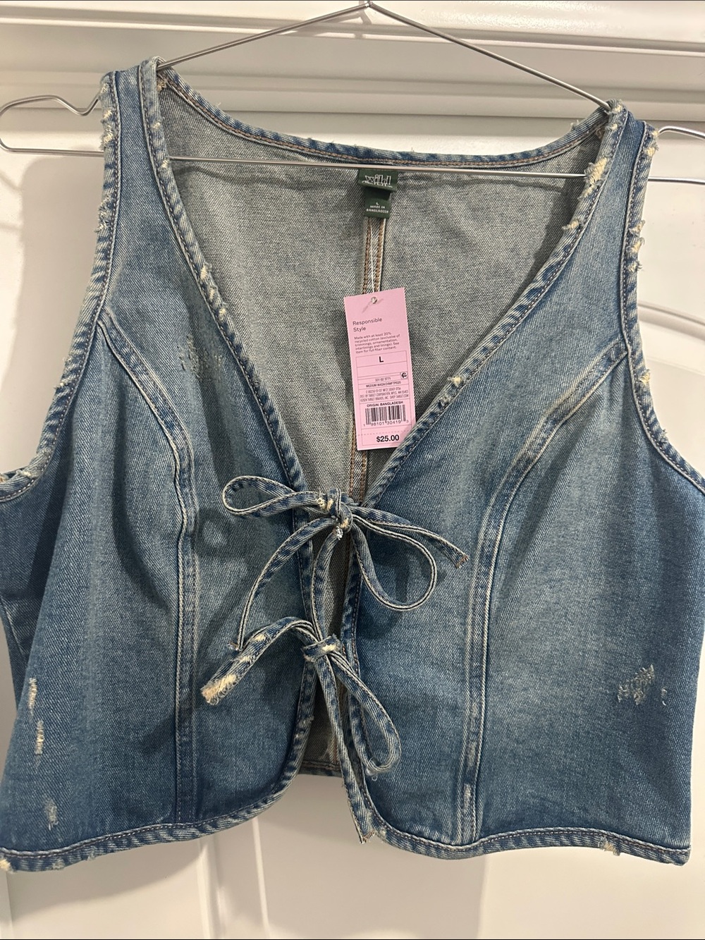 Target Light Blue Denim Vest with Lace-Up Detail